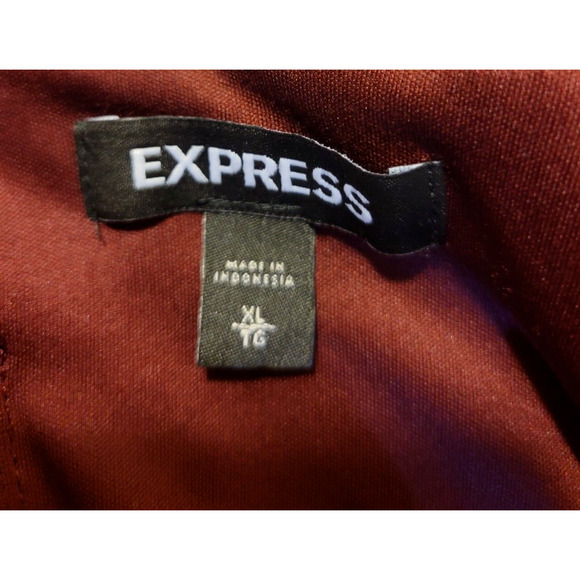 Express Burgundy 100% Polyester Puff Sleeve Sheath Dress Women's Size XL - Picture 3 of 10
